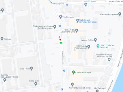 Білборд, Бігборд (Борд)  A у Києві Електриків вул., 23-Б, навпроти, в сторону фітнес клубу "5-й елемент" схема