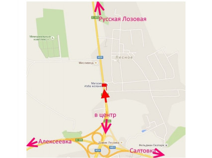 Билборд A в Лесном, 3x6  Харківське шосе, с. Лісове, пост ДАІ, (1), виїзд з міста схема