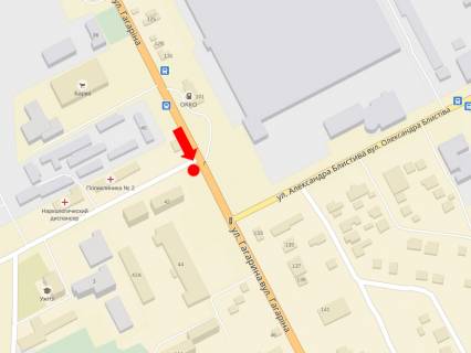Билборд  в Ужгороде, 3x6  Карпатської України (Гагаріна) вул., 42 / Мартина вул., супермаркет "Барва", з центру схема