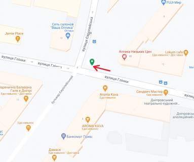 Ситилайт A в Днепр (Днепропетровск), 1.2х1.8  вул. Європейська (Миронова), біля буд. №8 Б схема