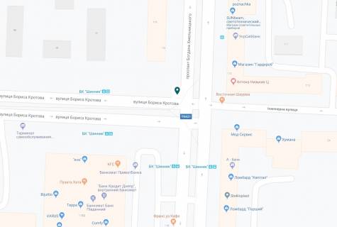 Призма B в Днепр (Днепропетровск) Хмельницького пр. (колиш. Героїв Сталінграда вул.) - Чорних Запорожців (Кротова) вул., на світлофорі - 216048 схема