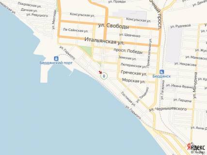 Ситилайт A в Бердянске Азовский пр. - Приморская пл., 3, в районе кафе "Шмидт и Ко" схема