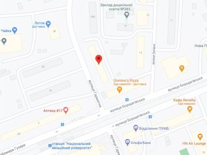 Видеоборд A в Киеве Гарматна вул., 39-В, аптека "Вітамін", прайс за ролик 10 сек 1 вихід/5 хвилин, на двосторонньому екрані, від 144 виходів на день. Розрахунок для інших параметрів трансляції уточнюйте у менеджера. - 301169 схема