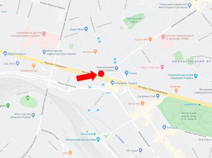 Бэклайт B в Киеве, 2.3x3.14  просп. Берестейський (Перемоги)., 2 - вул. Бульварно-Кудрявська, біля "Кий Авіа" схема