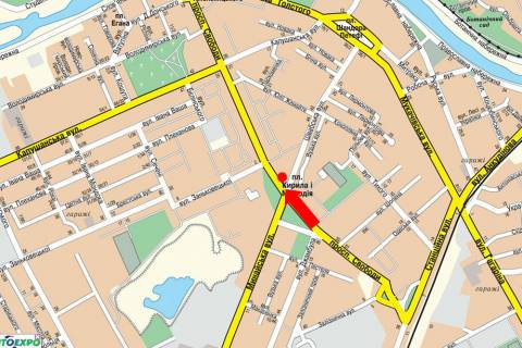 Ситилайт  в Ужгороде, 1.8x1.2  Свободи пр. / Минайська вул, Кирила і Мефодія пл., біля церкви схема