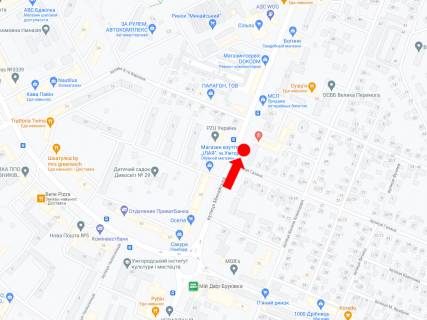 Билборд  в Ужгороде, 3x6  Минайська вул., біля магазину "Осетія" схема