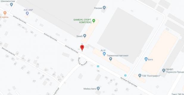 Билборд A в Хмельницком, 3х6  вул. Курчатова, 3 (поворот на "Колізей") схема