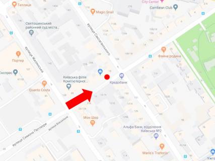 Сiтiлайт B у Києві, 1.8x1.2  Петлюри вул., 18 / вул. Саксаганського, в бік бул. Шевченко схема