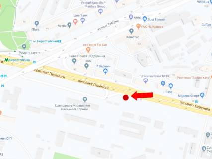 Билборд B в Киеве просп. Берестейський (Перемоги)., 76, напротив, в сторону ст.м. "Берестейская", из центра схема