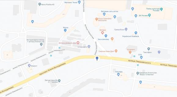 Билборд B в Белой Церкви, 3х6  Вул. Леваневського, навпроти м-ну "Новус" напрямок в центр схема