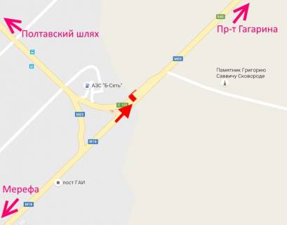 Билборд B в Высоком, 3x6  Сімферопольське шосе, с. Високий, пост ДАІ, (10), в'їзд в місто схема