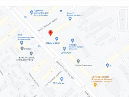 Видеоборд A у Чернігові Левка Лук'яненка (Рокосовського) вул., 8, аптека "Мед Сервіс", №К027, прайс за ролик 10 сек 1 вихід/5 хвилин, з 8:00-22:00. Розрахунок для інших параметрів трансляції уточнюйте у менеджера. - 301604 схема