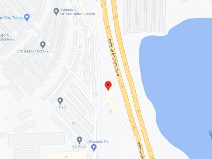 Видеоборд A в Киеве Богатирська вул., 1-г, АЗС "KLO", прайс за трансляцію ролика 10 сек, 1 вихід/2 хвилини, цілодобово - 402517 схема
