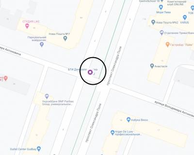 Scrolller, Scroll A in Dnipro (Dnipropetrovsk) Pola av.  (kolis. Kirova av.) - Antonovica st. (kolis. Sverdlova st.) - 247635 scheme