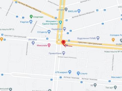 Ситилайт B в Николаеве Центральний просп. (Леніна просп.)., 111, зупинка "вул. Садова" схема