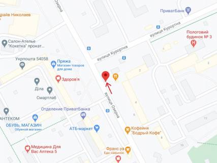 Билборд A в Николаеве Озерна вул. (Червоних Майовщиків)., 2в - Курортна вул. (Бутоми) схема