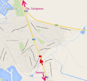 Билборд A в Безлюдовке, 3x6  с. Безлюдівка, Зміївський пров., в'їзд в місто схема