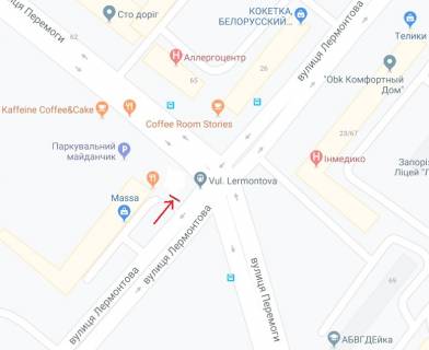 Билборд B в Запорожье, 6х3  Перемоги вул., 62 - В'ячеслава Зайцева (Лермонтова) вул. схема
