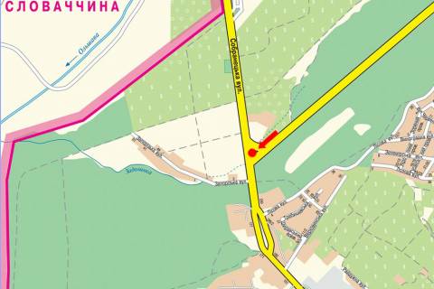 Билборд  в Ужгороде, 3x6  Собранецька вул., в''їзд з боку Мукачево, біля готелю “Пілігрим" схема