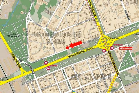 Билборд  в Киеве, 3x6  Малишка вул., 15/1, супермаркет "Фора", в бік универмагу "Дитячий світ" схема