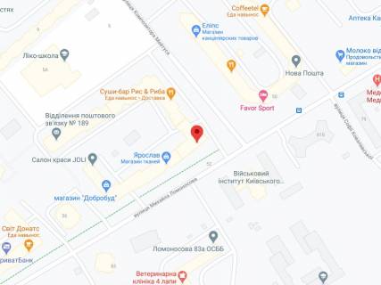 Видеоборд A в Киеве Юлії Здановської вул. (Ломоносова)., 52/3, аптека "Вітамін", прайс за ролик 10 сек 1 вихід/5 хвилин, на двосторонньому екрані, від 144 виходів на день. Розрахунок для інших параметрів трансляції уточнюйте у менеджера. - 301205 схема