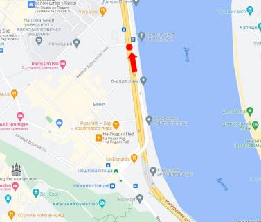 Video Billboard A in Kyiv, 1.8x1.2  Набережно-Хрещатицька вул., 19/21, на р/п, (6-1), у бік Гаванського мосту - 583650 scheme