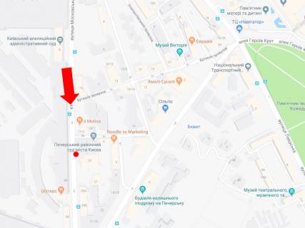 Ситилайт A в Киеве, 1.8x1.2  Князів Острозьких вул. (Московська)., 23, в сторону Кловського узвозу схема