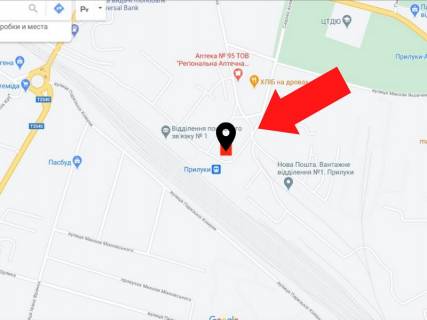 Билборд A в Прилуках Привокзальна пл., навпроти ж/д станції "Прилуки", вихід з центрального вокзалу схема