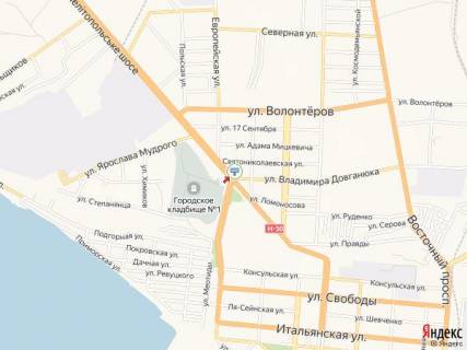Билборд A в Бердянске Мелитопольское шоссе, 22 - Довганюка ул. схема