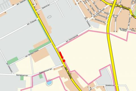 Билборд  в Ужгороде, 3x6  Карпатської України (Гагаріна) вул., біля магазину «Домовий» схема