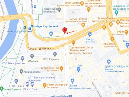 Білборд, Бігборд (Борд)  A у Харкові Павловська пл., 1/3 - Університетська вул. схема