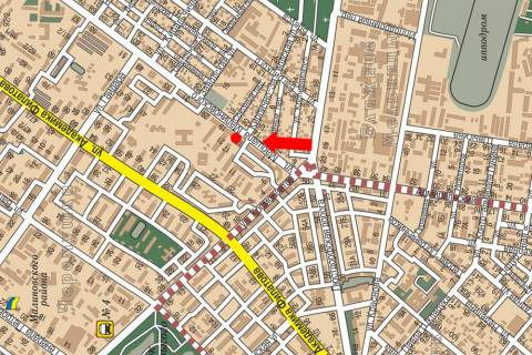 Билборд  в Одессе, 3x6  Вадатурського Олексія вул. (Маршала Малиновського)., 15, з боку Адміральського пр. (флажок) схема