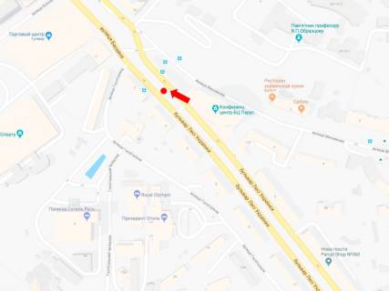 Сiтiлайт  у Києві, 1.8x1.2  Українки бул., 2 / вул. Госпітальна, в сторону вул. Хрещатик схема