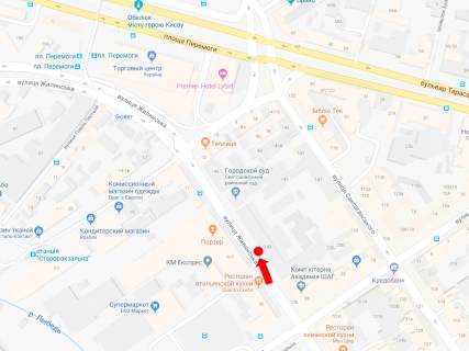 Ситилайт  в Киеве, 1.8x1.2  Жилянська вул., 142, навпроти пабу "Портер", в сторону вул. Старовокзальної схема