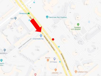 Бэклайт  в Киеве, 2.3x3.14  Українки бул., 21А - 21, в сторону Миколи Міхновського бульвар (Дружби Народів бульвар) схема