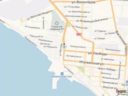 Билборд A в Бердянске Западный пр., 9, напротив - Свободы ул. схема