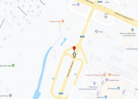 Беклайт B у Дніпро (Дніпропетровськ) Центральний міст, з'їзд з моста, в сторону лівого берега схема