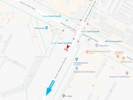 Ситилайт A в Харькове, 1.8x1.2  Павлова вул., навпроти буд. 150, зупинка "ст. м. Салтівська (Героїв Праці)", в центр схема
