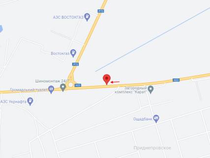 Білборд A на трасах Дніпровської області, 6х3  Н-23, км 227+481 (ліворуч), В'їзд в м. Нікополь, до розв'язки на Дніпро схема