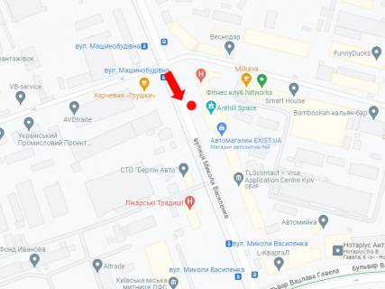 Білборд, Бігборд (Борд)  B у Києві, 3x6  Василенка вул.,7 схема