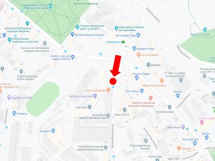 Ситилайт  в Киеве, 1.8x1.2  Князів Острозьких вул. (Московська)., 2, біля ресторанів "Kyiv Food Market", в сторону Кловського узвозу схема