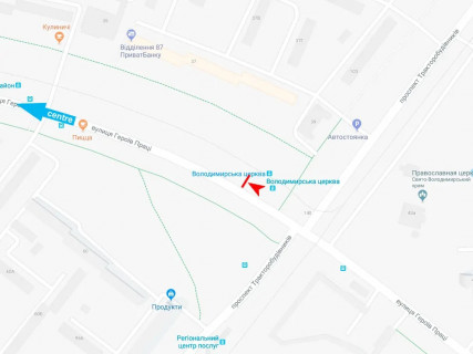 Билборд A в Харькове, 3x6  Нескорених (кол. Героїв Праці) вул., 37, зупинка "Володимирська церква", (1), в центр схема