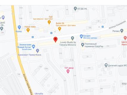 Видеоборд A в Черновцах Сергія Скальда (Комарова) вул., 31, аптека "Мед Сервіс", №Л025, прайс за ролик 10 сек 1 вихід/5 хвилин, з 8:00-22:00. Розрахунок для інших параметрів трансляції уточнюйте у менеджера. - 301607 схема