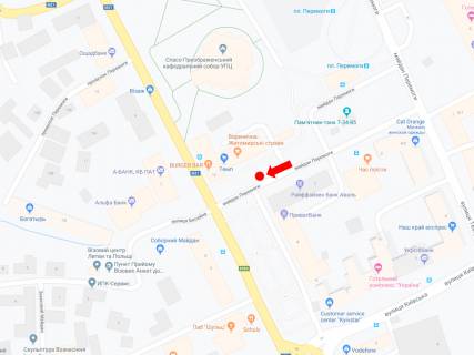 Ситилайт A в Житомире, 1.8x1.2  Перемоги пл., 1/12, біля магазину "ТЕМП", зупинка "пл. Перемоги", центр схема