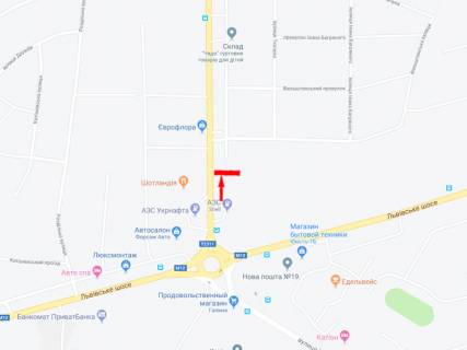 Билборд A в Хмельницком Західно-окружна вул., біля кола Катіон схема