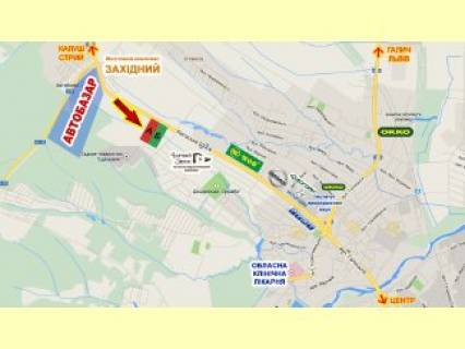 Билборд  в Ивано-Франковске, 3x6  Калуське шосе, готель "Чорний замок" схема