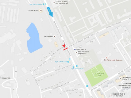 Билборд A в Харькове, 3x6  Клочківська вул. - Вартових Неба (кол. Тобольська) вул., в центр схема