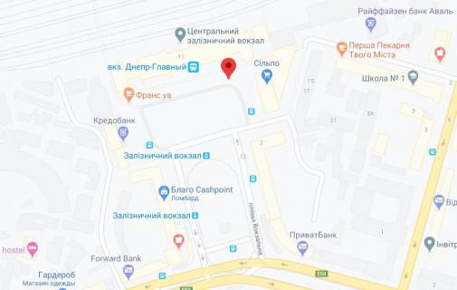 Billboard B in Dnipro (Dnipropetrovsk), 2.32x1.35  Vokzal'na pl., 11 scheme