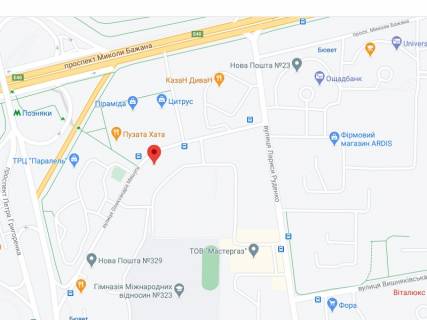 Видеоборд A в Киеве Мішуги вул., 3в, аптека "Мед Сервіс", №К010, прайс за ролик 10 сек 1 вихід/5 хвилин, з 8:00-22:00. Розрахунок для інших параметрів трансляції уточнюйте у менеджера. - 301200 схема