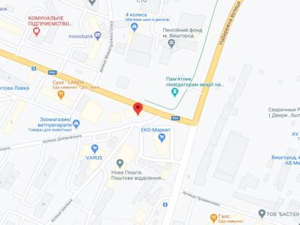Видеоборд A в Вышгороде Дніпровська вул., 2, аптека "Вітамін", прайс за ролик 10 сек 1 вихід/5 хвилин, на двосторонньому екрані, від 144 виходів на день. Розрахунок для інших параметрів трансляції уточнюйте у менеджера. - 301304 схема
